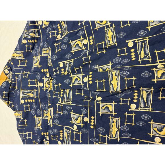 Woolrich Shirt Mens large Blue Fishing All Over Print short sleeve - Picture 6 of 10